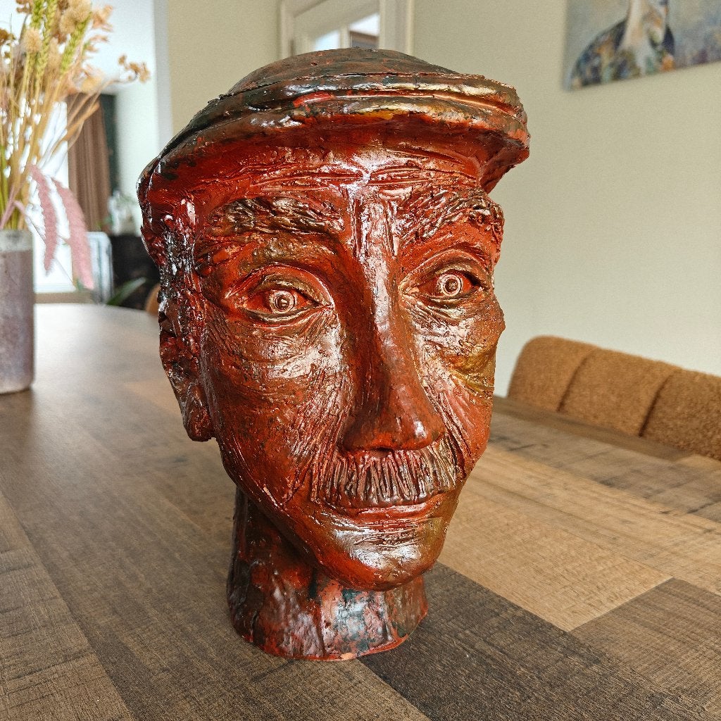 Terracotta sculptuur hoofd 29cm, Antiek en Kunst, Antiek | Keramiek en Aardewerk, Ophalen