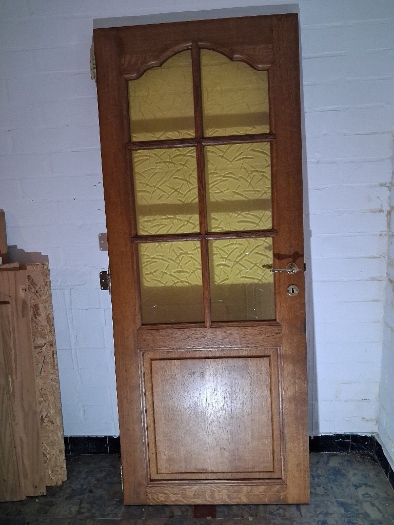 Houten eiken binnen deur Gratis, Doe-het-zelf en Bouw, Deuren en Vliegenramen, Ophalen, Gebruikt, 80 tot 100 cm, Binnendeur