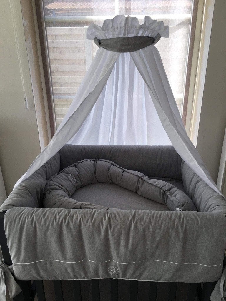 Park met bekleding Charmy baby en hemel, Ophalen, Zo goed als nieuw, Rechthoekig, In hoogte verstelbaar