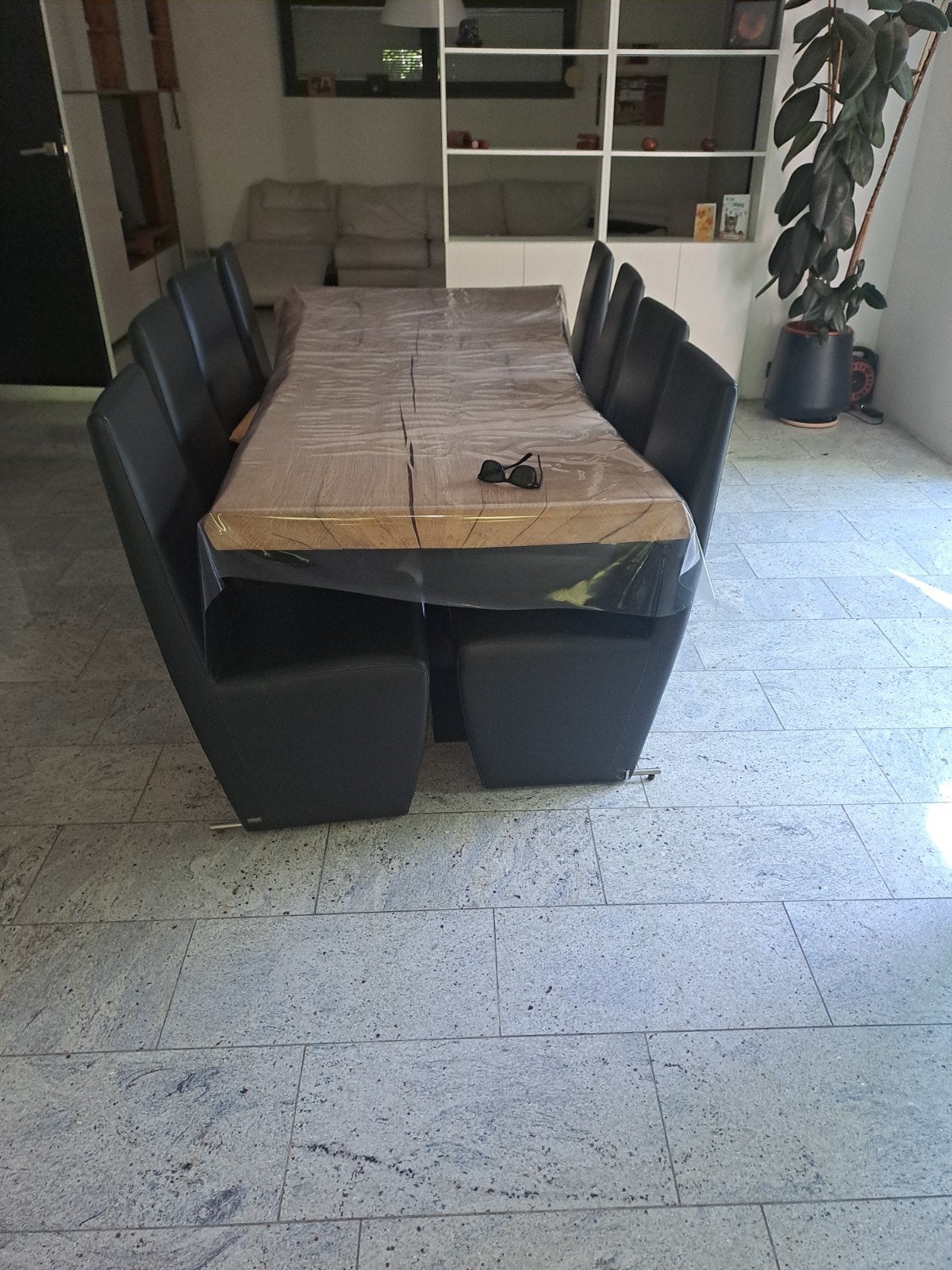 Moderne lederen eetkamer stoelen, Maison & Meubles, Chaises, Comme neuf, Enlèvement, Cinq, Six Chaises ou plus, Noir
