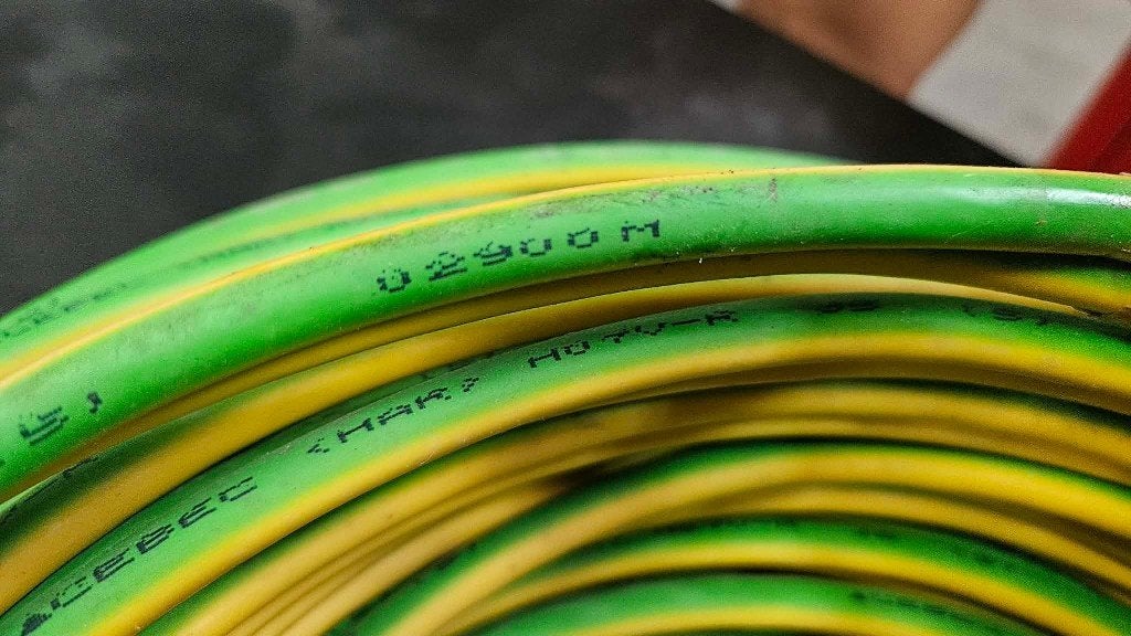 VOB kabel / draad 35 mm² - Geel/Groen (H07V-R) - VOB35GG, Doe-het-zelf en Bouw, Ophalen, Nieuw, Kabel of Snoer