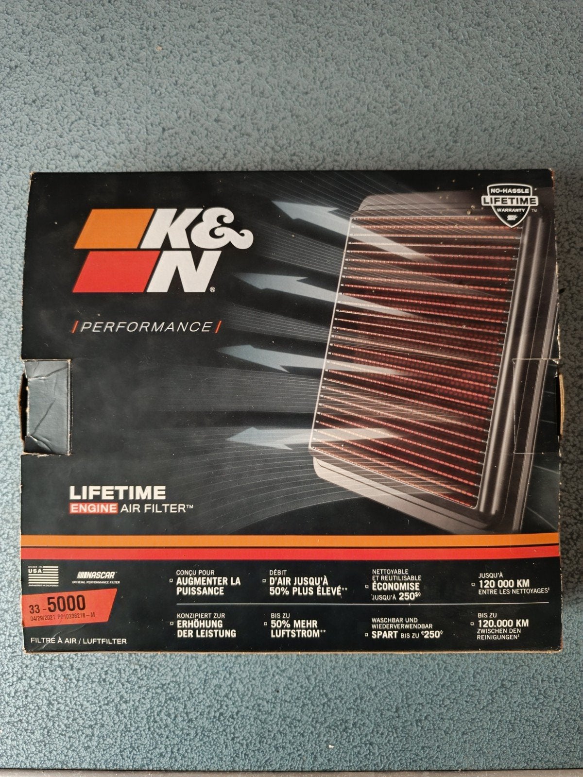 Filtre à air K&N 33-5000 + Kit de nettoyage., Autos : Pièces & Accessoires, Enlèvement, Utilisé, Ford