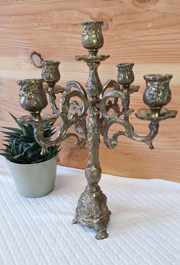 Vintage Messing / Koperen Kandelaar, Antiek en Kunst, Ophalen of Verzenden, Koper of Brons