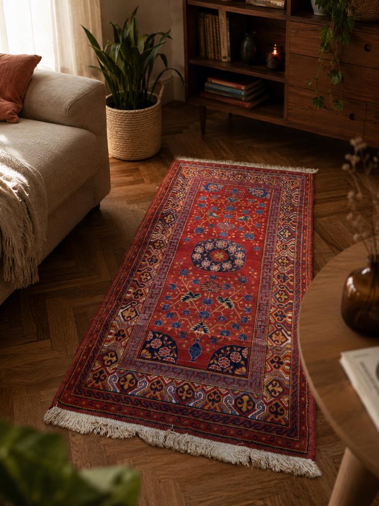 Vintage wollen tapijt van Louis de Poortere – 90 x 180 cm, Huis en Inrichting, Stoffering | Tapijten en Vloerkleden, Zo goed als nieuw