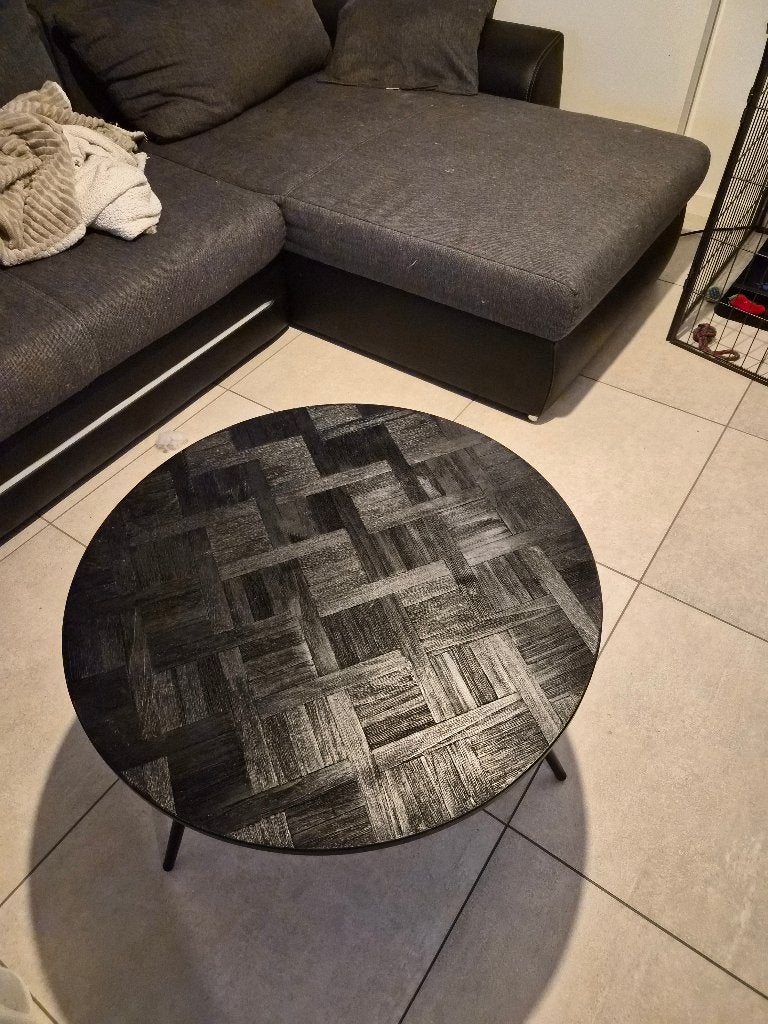 Salontafel Aurely teak massief rond, Huis en Inrichting, Ophalen, Gebruikt, Rond, Overige materialen