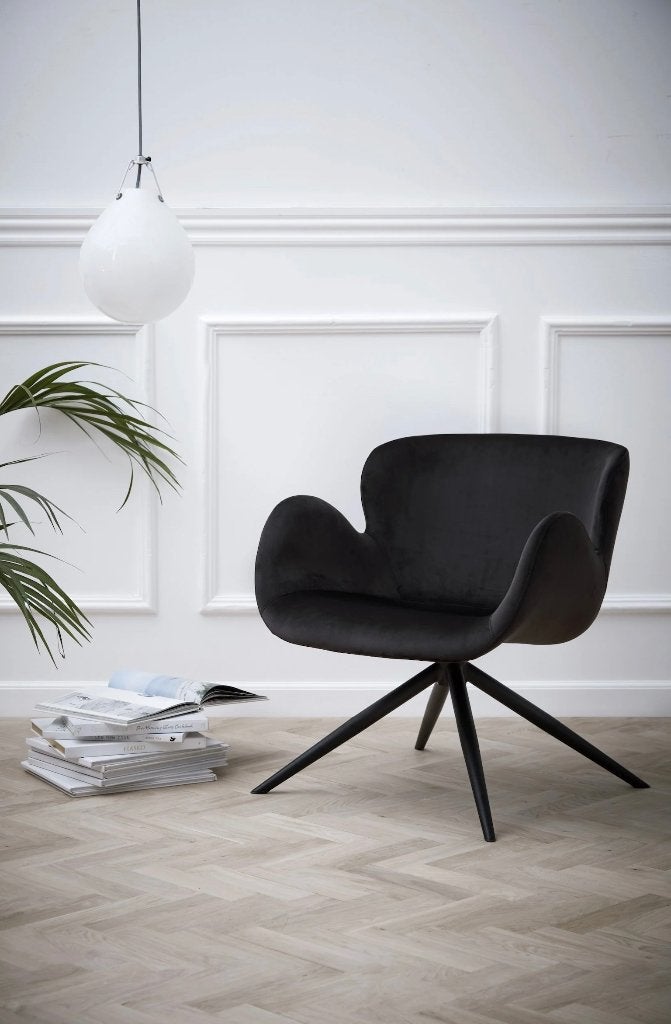 Loungestoel fauteuil GAIA van Danform Velvet black -70%, Huis en Inrichting, Ophalen, Minder dan 75 cm, Nieuw, Metaal