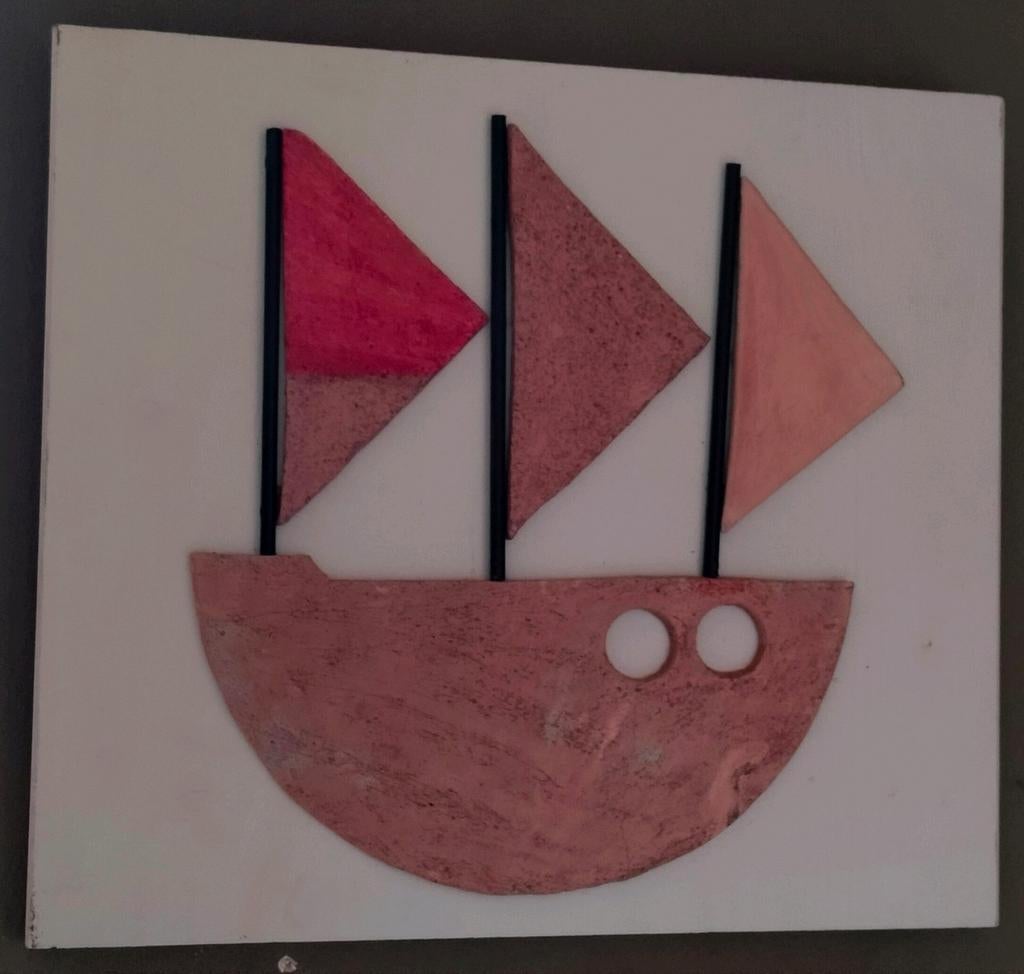 Kunstwerkje boot met geslepen stenen, Ophalen
