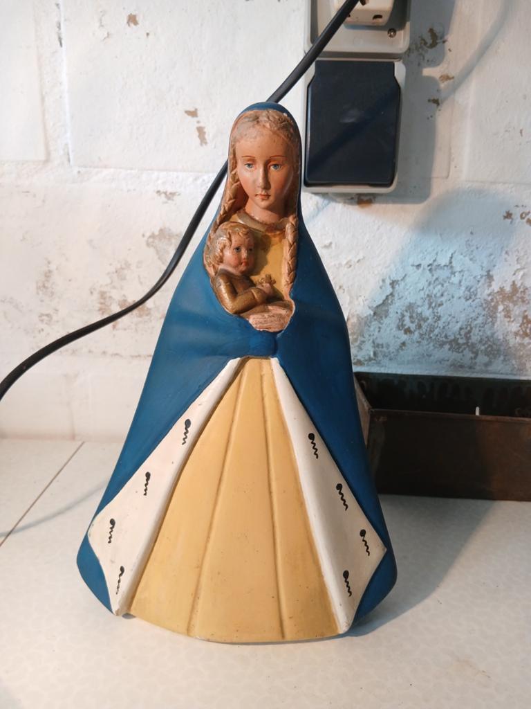 Beeld kalk Maria met kind Jezus, Antiek en Kunst, Ophalen of Verzenden