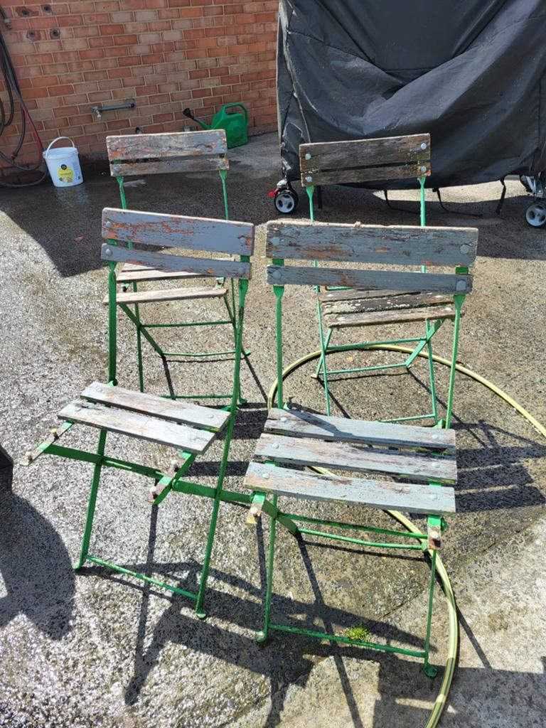 Chaise bistrot  pliantes  vintage, en fer, Enlèvement, Bois, Chaise