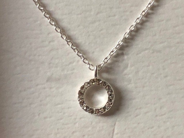 925 Zilveren Halsketting met Hanger met Zirkonia Tosh, Met strass, Nieuw, Ophalen of Verzenden, Zilver