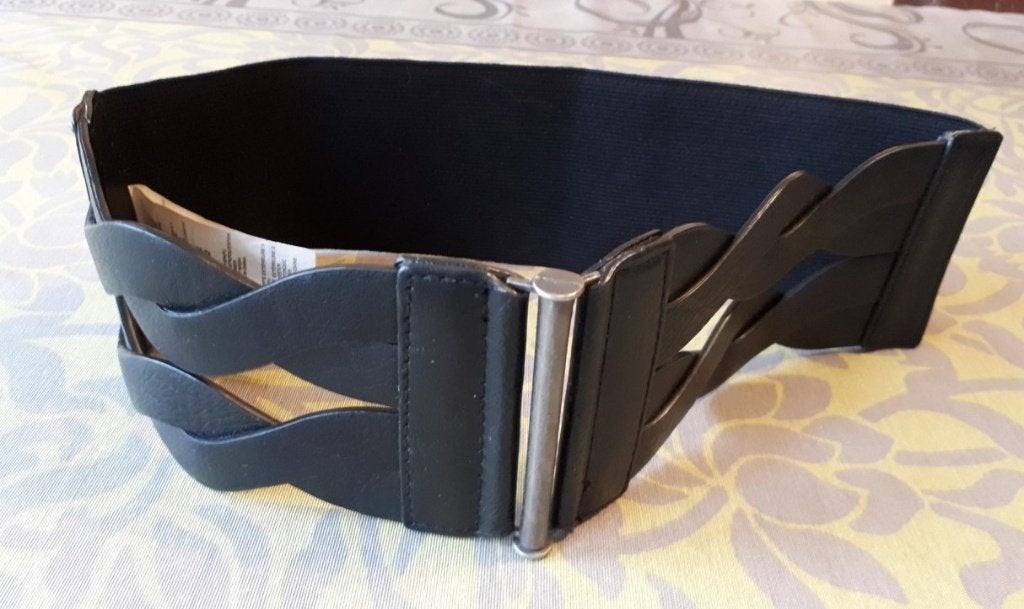 Ceinture pour femme - noire - élastique, Comme neuf, Ceinture, 5 cm ou plus, Noir