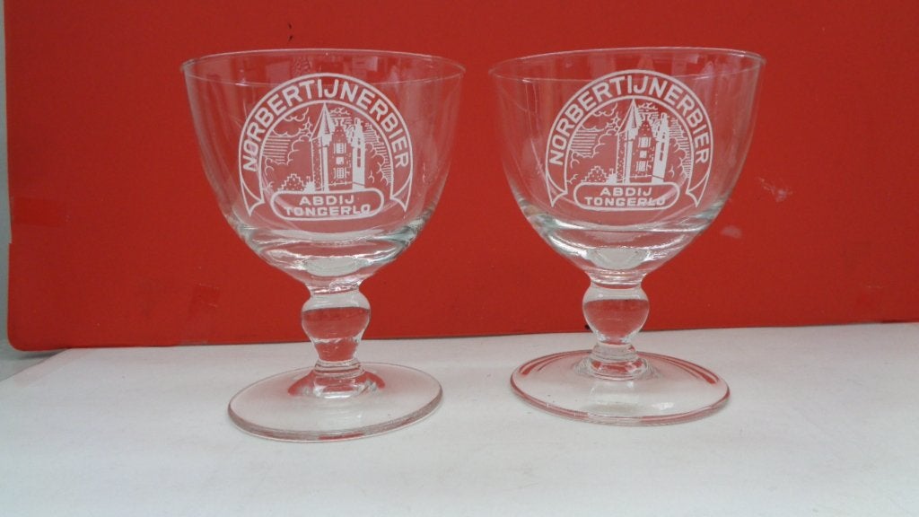 2 glazen Norbertijnenbier Abdij  Tongerlo, Ophalen of Verzenden, Zo goed als nieuw, Glas of Glazen, Overige merken