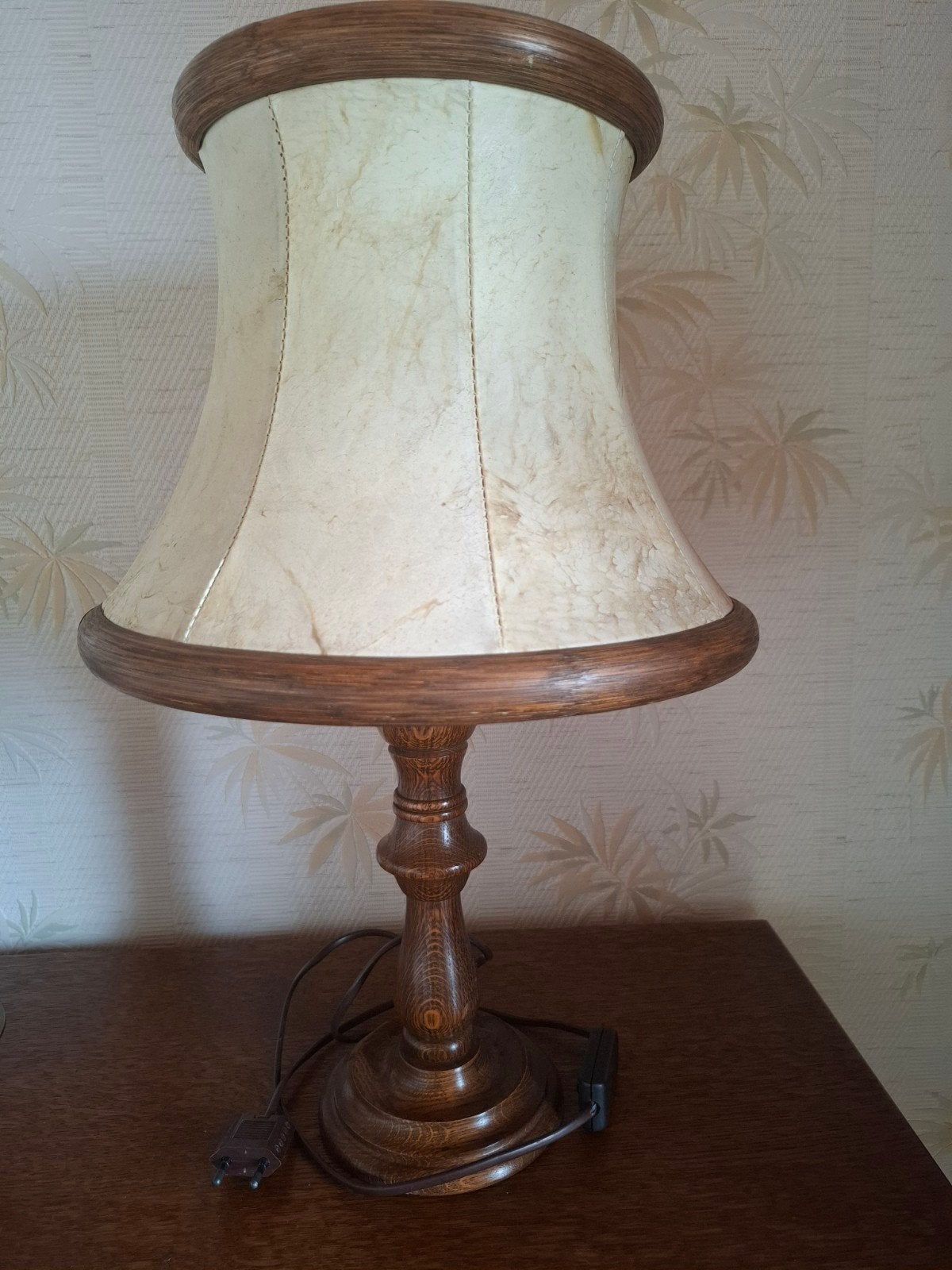 Vintage houten tafellamp, Antiek en Kunst, Ophalen