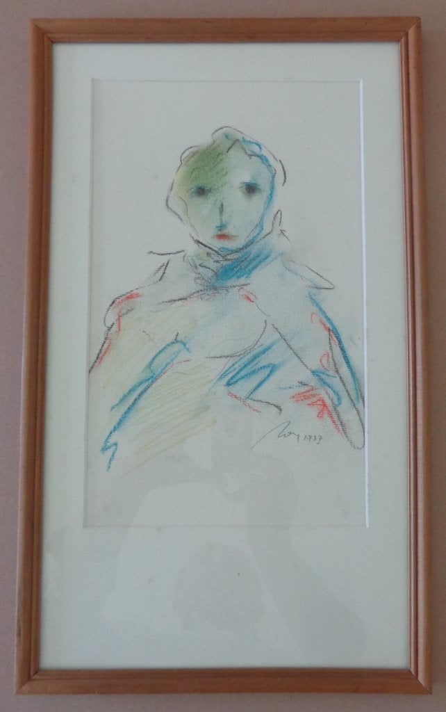 OMAR VAN MEERVELDE / PORTRET / ORIGINEEL / 49x29cm / KADER, Pastel, Glas, Ophalen of Verzenden, Gesigneerd
