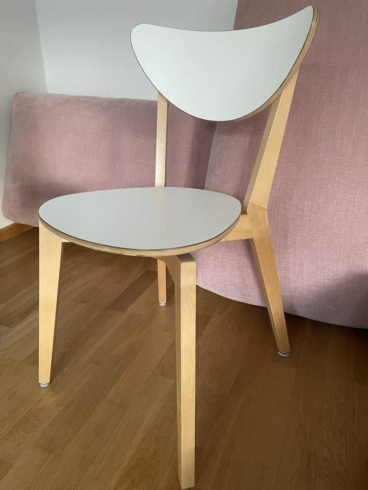 Bistrostoel berken met grijze zitting, Maison & Meubles, Enlèvement, Utilisé, Gris, Une