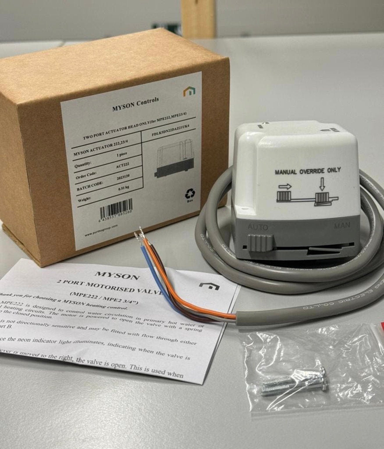 Myson Power ACT222 Vervangings Actuator MPE222 MSV222 NIEUW, Ophalen of Verzenden, Nieuw
