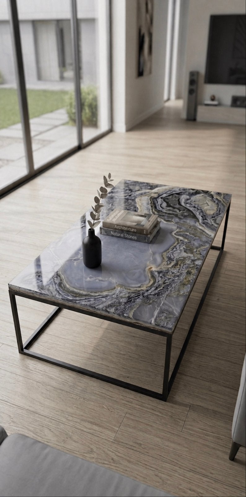 Moderne tafel marmeren look, Ophalen of Verzenden, Zo goed als nieuw