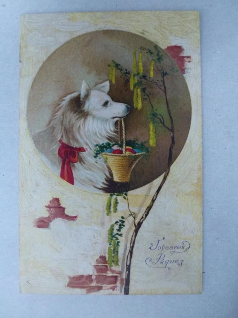 Carte postale ancienne Joyeuses Pâques chien, Enlèvement ou Envoi, Affranchie, (Jour de) Fête