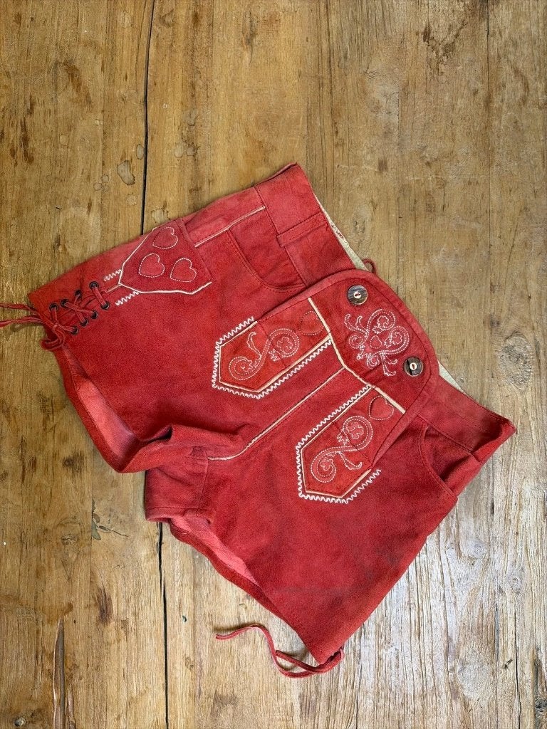Lederhosen hotpants rood maat 36, Rouge, Enlèvement ou Envoi, Taille 36 (S), Comme neuf