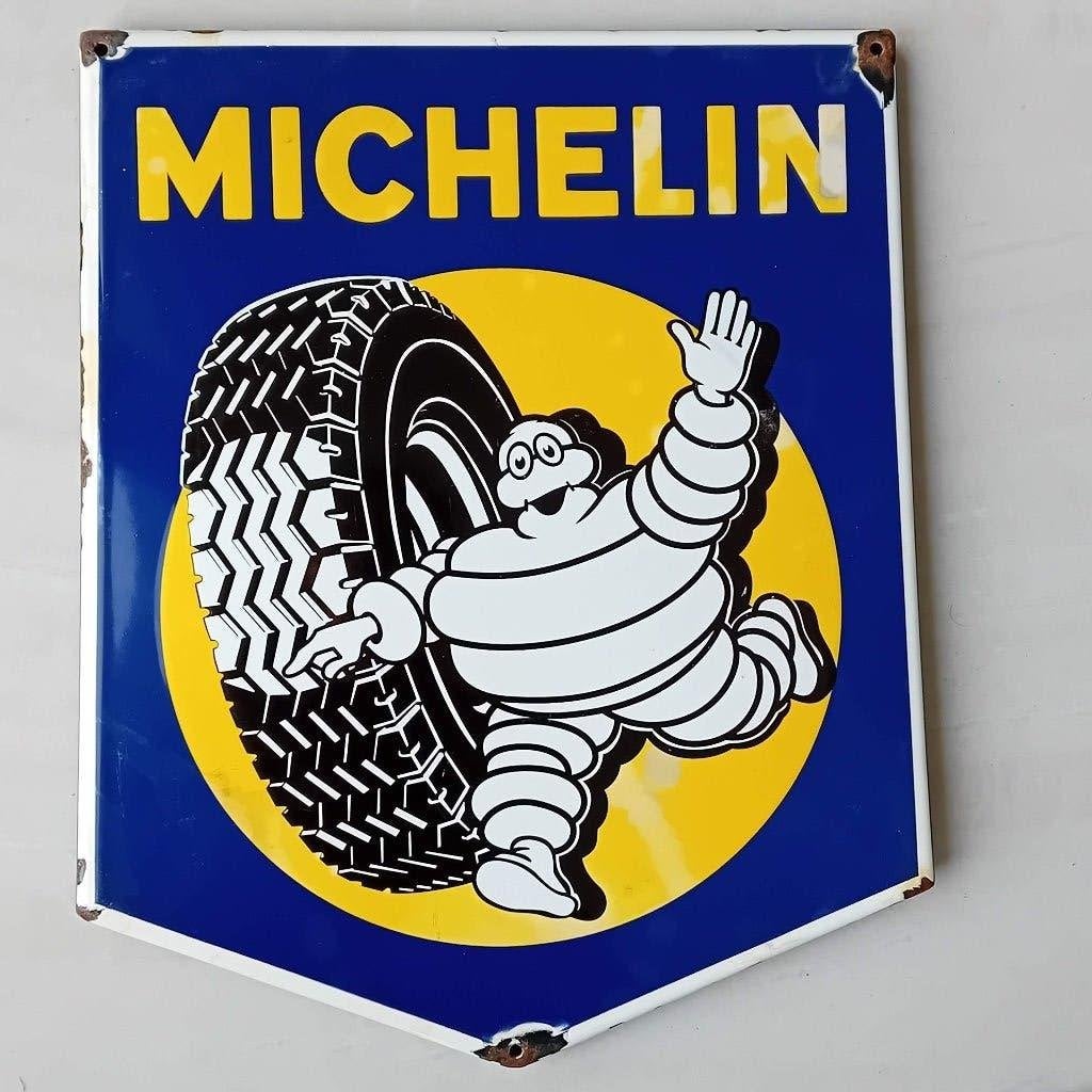 Publicité émaillée Michelin avec soleil, petit format, Enlèvement ou Envoi, Utilisé, Panneau publicitaire
