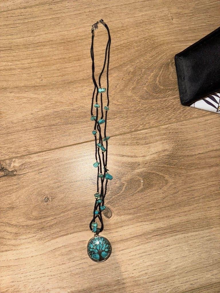Collier perles précieuse noir et turquoise, Ophalen of Verzenden, Nieuw