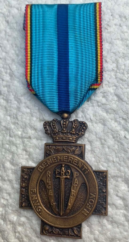 Medaille, Kon Nat Fed Oorlogsvrijwilligers, Wo1-Wo2 BRONS, Verzamelen, Ophalen of Verzenden, Landmacht, Lintje, Medaille of Wings