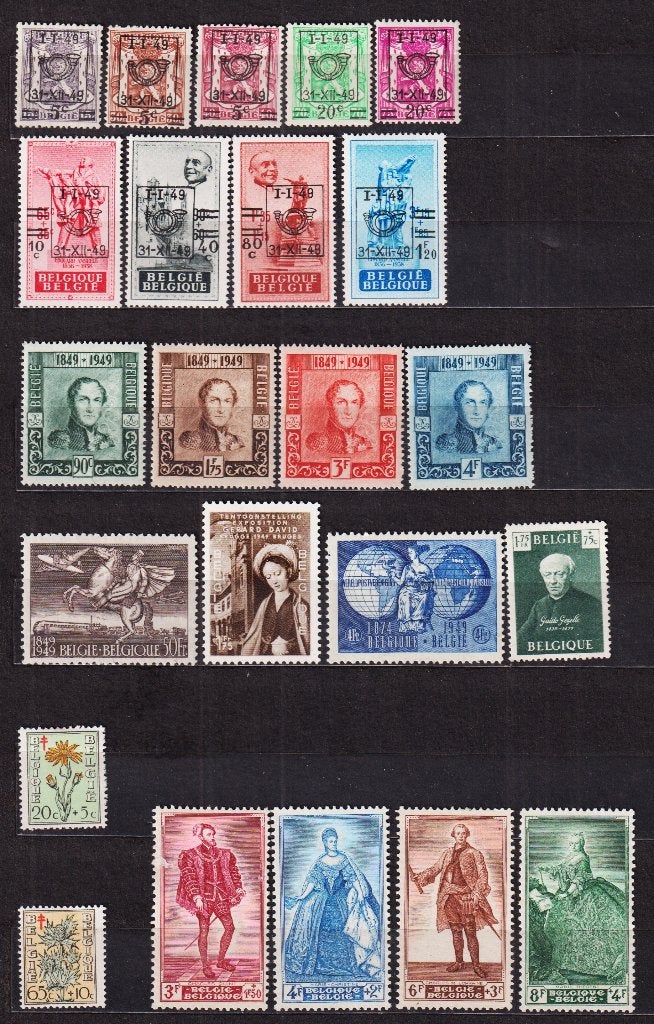 Belgique 1949, Envoi, Non oblitéré, Trace d'autocollant