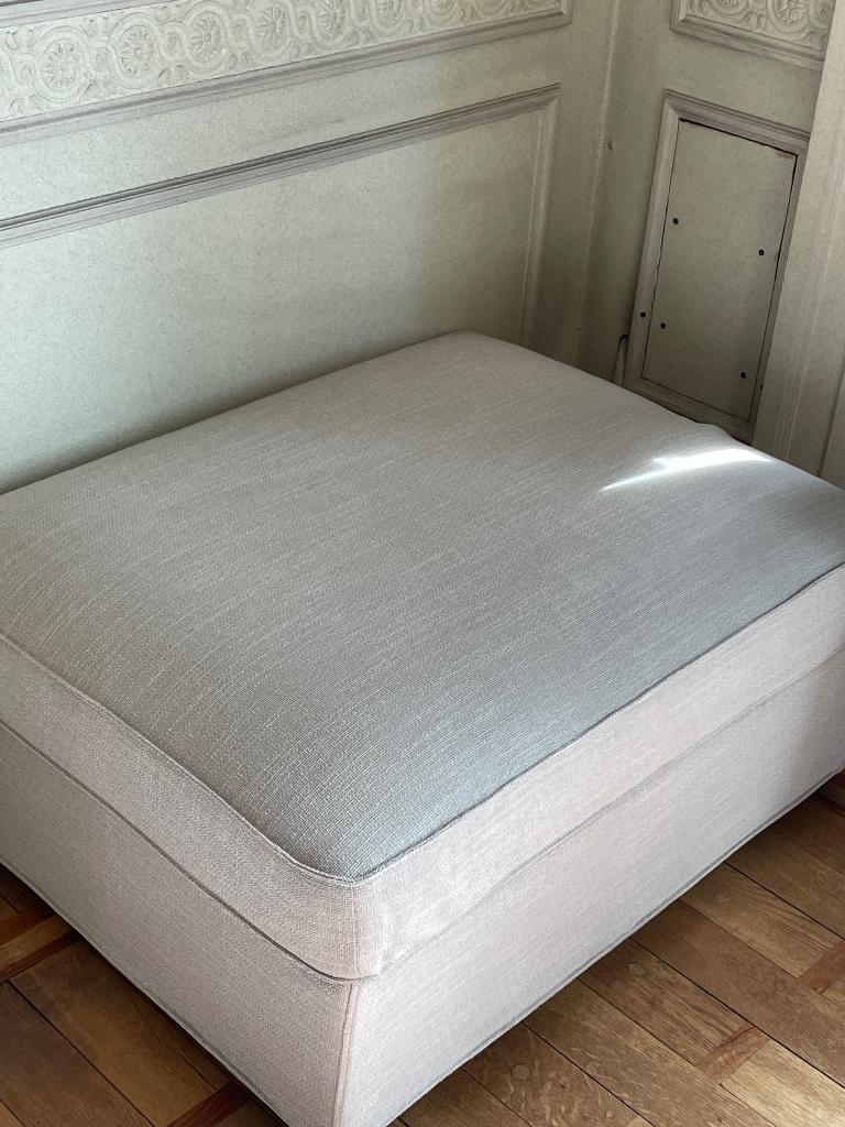 2 Ikea VIMLE voetenbanken met bergruimte beige, Enlèvement, Utilisé, Tissus