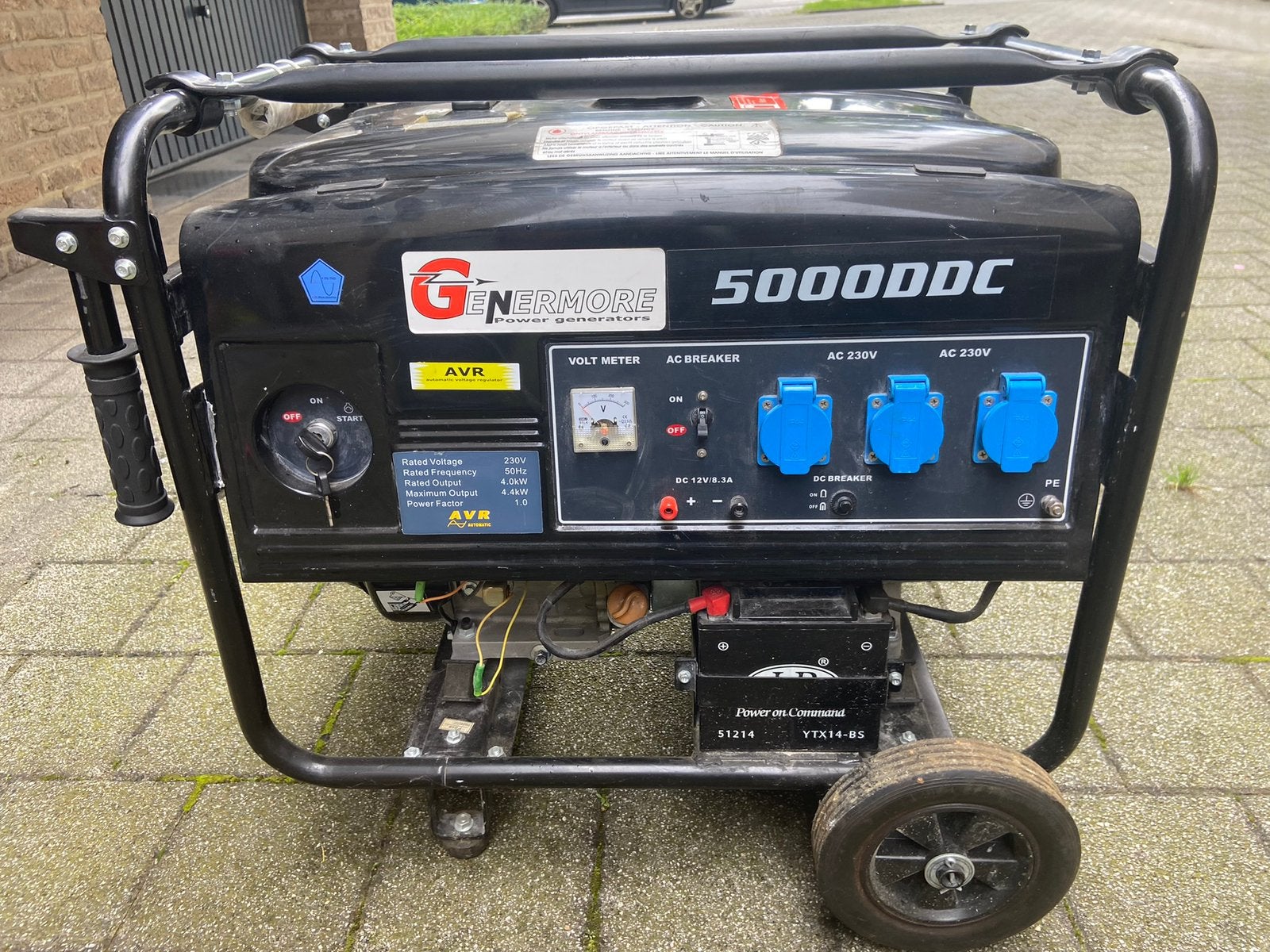 Groupe électrogène GENERMORE 5000DC – 4.000 W – Essence, Doe-het-zelf en Bouw, Ophalen, Zo goed als nieuw, Benzine, Elektrisch startend