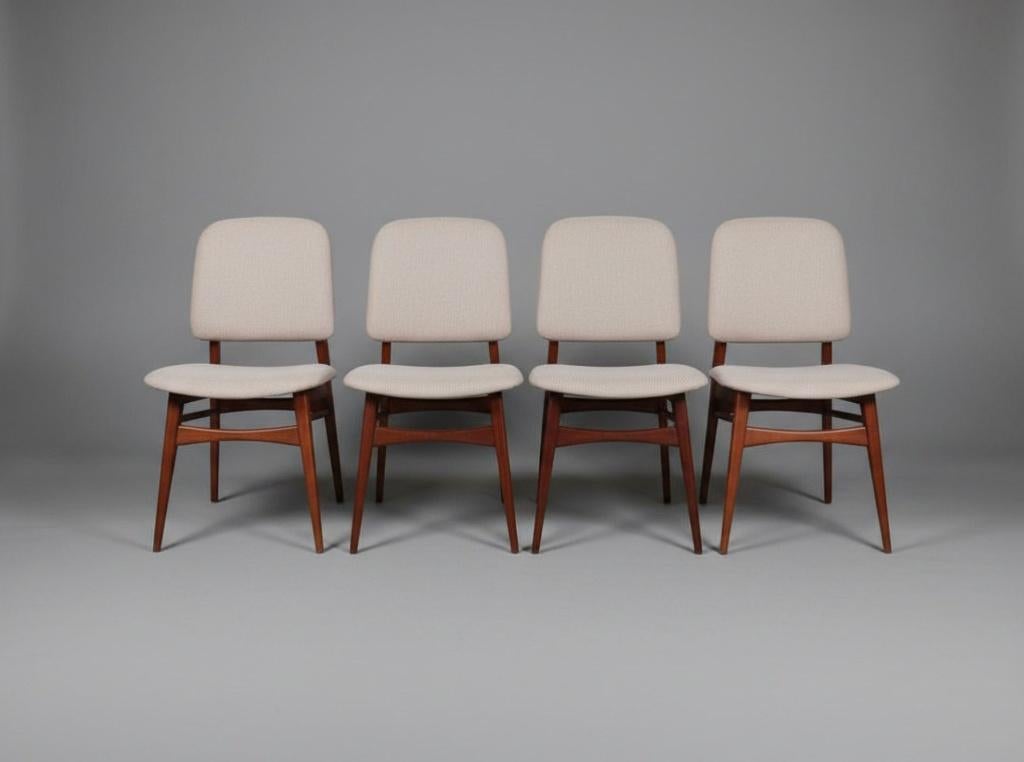 Set van 4 Louis van Teeffelen "Milaan" stoelen, Maison & Meubles, Chaises, Comme neuf, Quatre, Bois, Brun, Enlèvement