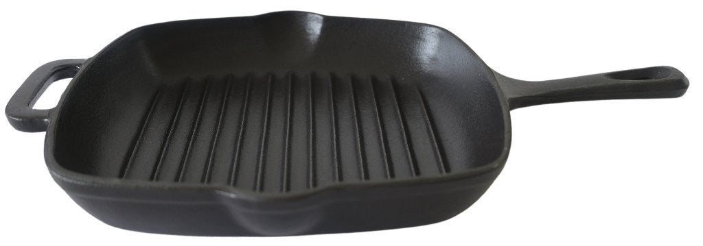 Luxe Gietijzeren Grillpan 27cm Geëmailleerd, Koekenpan, Geschikt voor inductie, Gietijzer, Verzenden