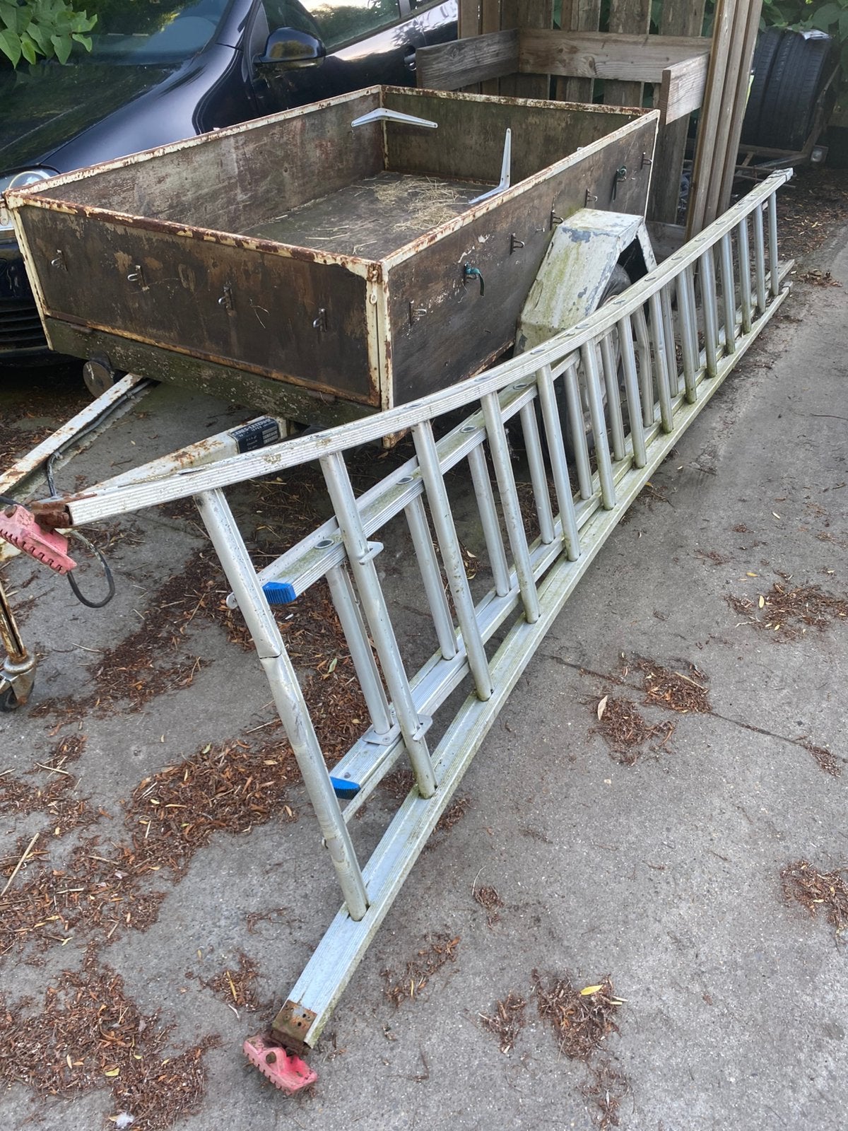 Schuifladder 2 delig 7m, Doe-het-zelf en Bouw, Ladders en Trappen, Ophalen, Zo goed als nieuw