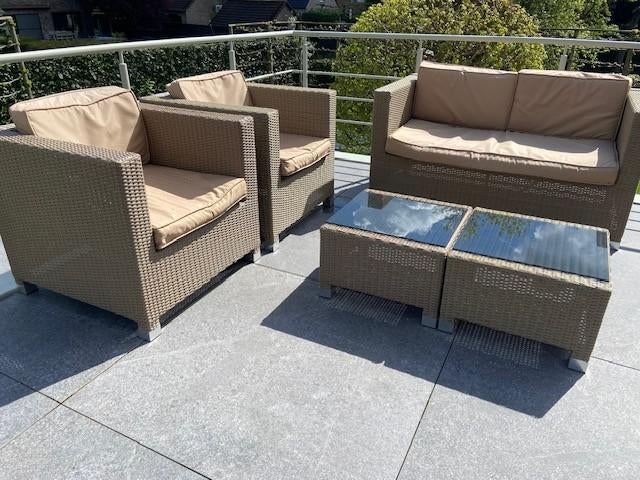 Salon de jardin, Jardin & Terrasse, Ensembles de jardin, Comme neuf, Sets de jardin, Osier, 4 places, Banque, Table d'appoint