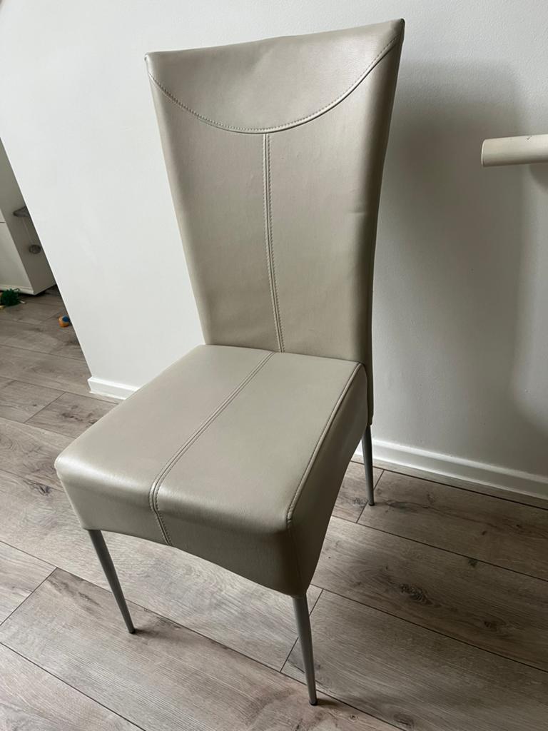 5 lederen beige stoelen, Ophalen, Gebruikt, Overige kleuren, Leer