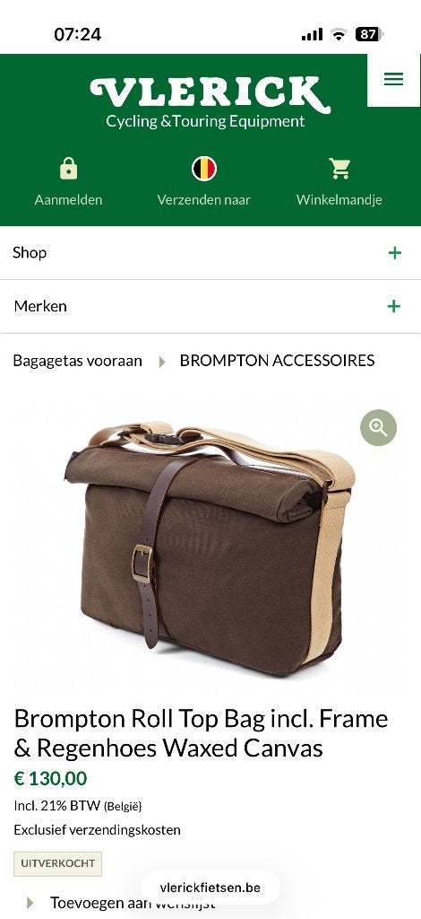 Sac Brompton Roll Top en toile cirée NOUVEAU, Enlèvement ou Envoi, Neuf, Brompton