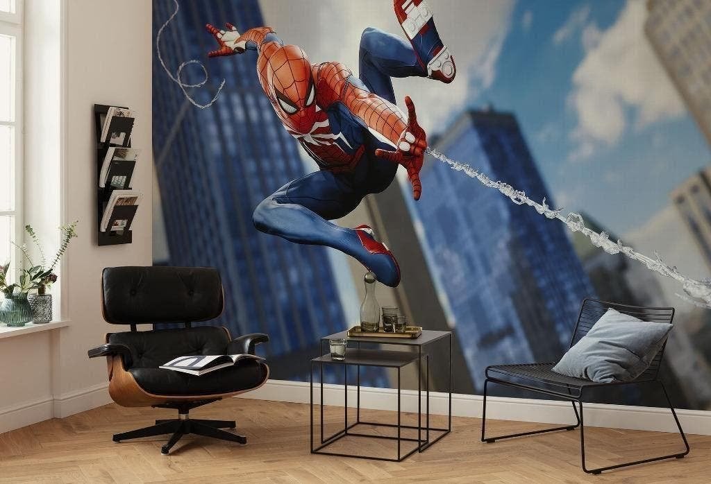 Spiderman Vlies Behang Attack - 400x250 - Gratis Verzending, Verzenden, Nieuw, Wanddecoratie, Meerkleurig