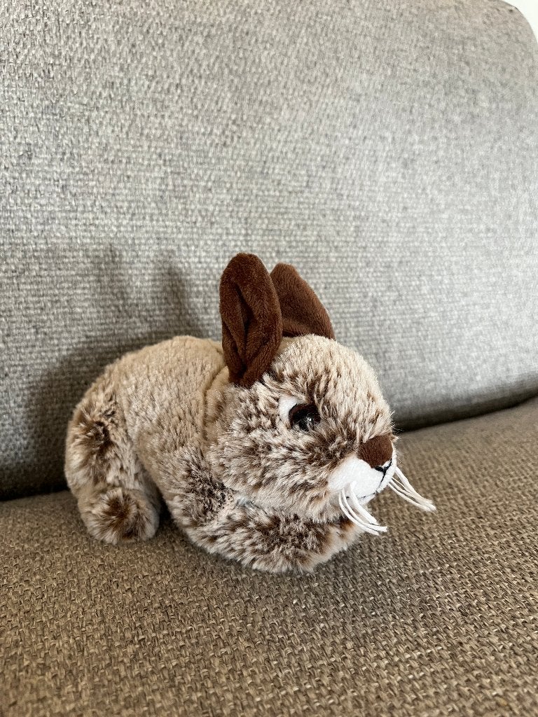 Knuffel/pluche konijn klein bruin, Konijn, Ophalen of Verzenden, Zo goed als nieuw, Klein (minder dan 20 cm)
