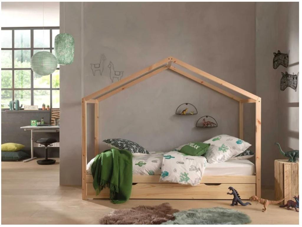 Lit Cabane Dallas Enfant/Adulte, Ophalen, Lattenbodem, 180 cm of meer, 100 cm of meer
