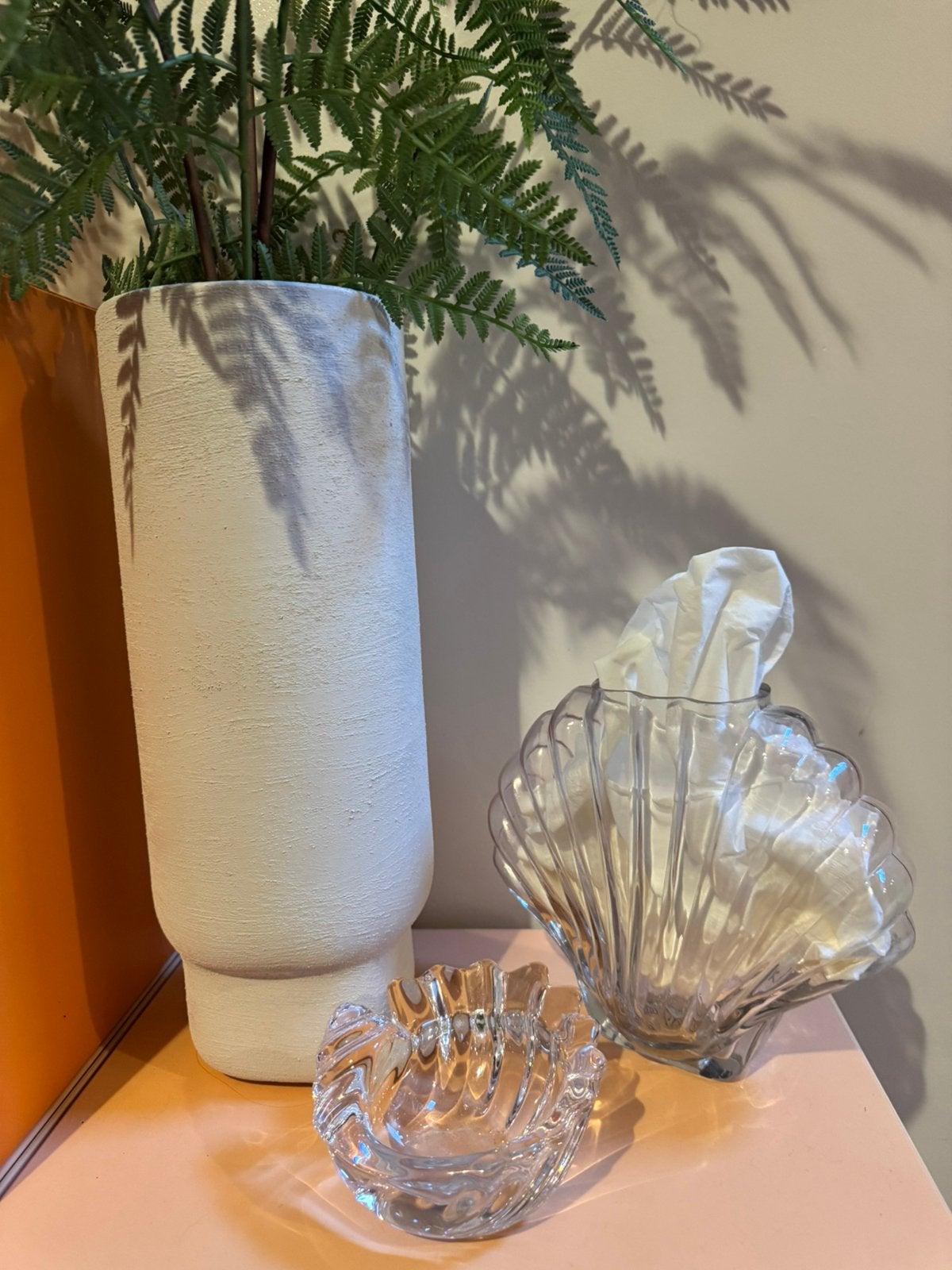 Set schelpendecoratie : vaas DOIY en glazen schaaltje, Maison & Meubles, Accessoires pour la Maison | Vases, Enlèvement