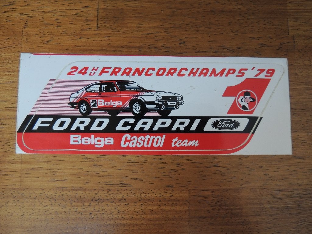 Ford Capri Belga 24u Francorchamps 1979 sticker, Verzamelen, Verzenden, Zo goed als nieuw, Auto of Motor