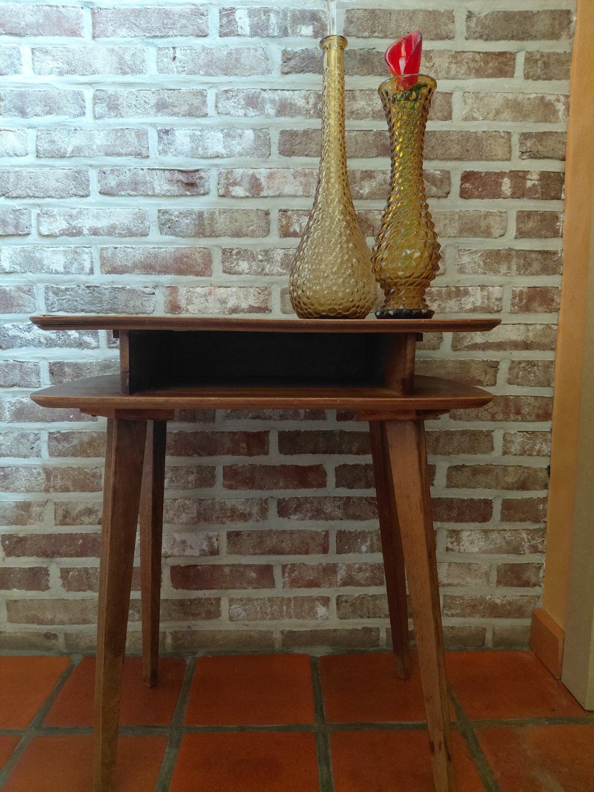 Table d'appoint, table d'appoint, table de chevet 1950, Maison & Meubles, 25 à 50 cm, Enlèvement, Utilisé, Chêne