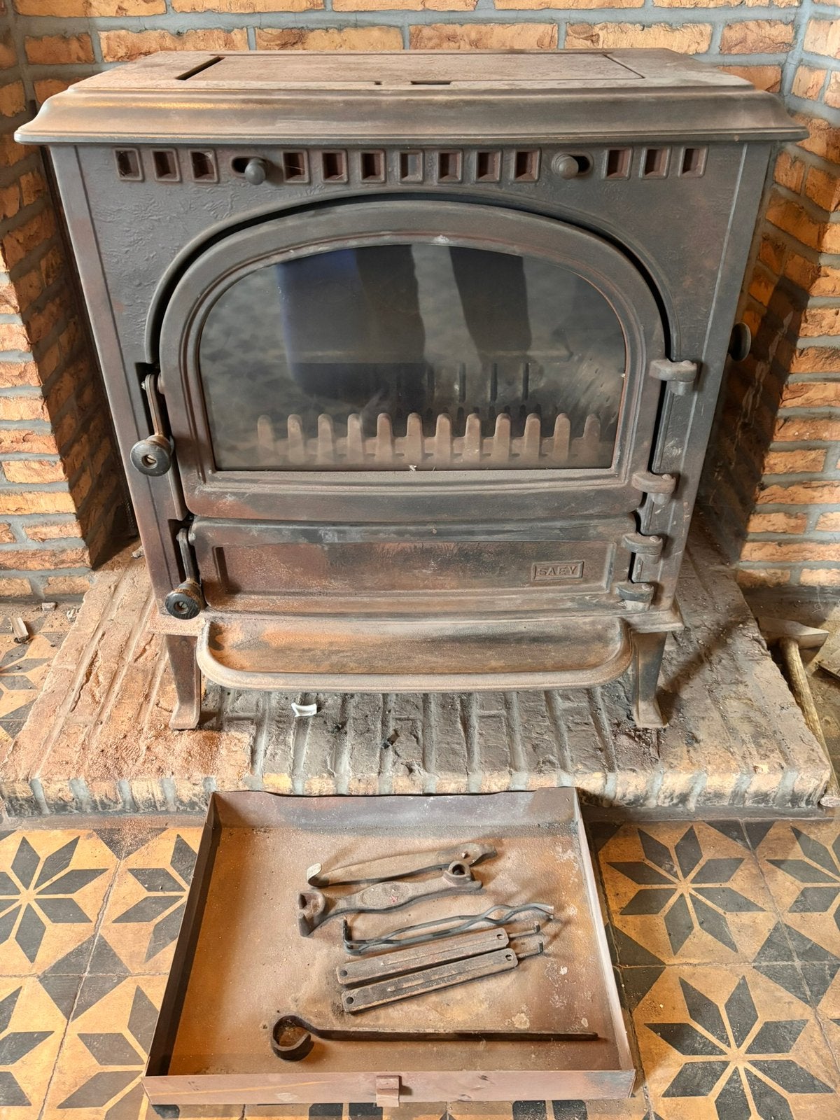 Poêle charbon/ bois SAEY, Maison & Meubles, Enlèvement, Utilisé, Bois