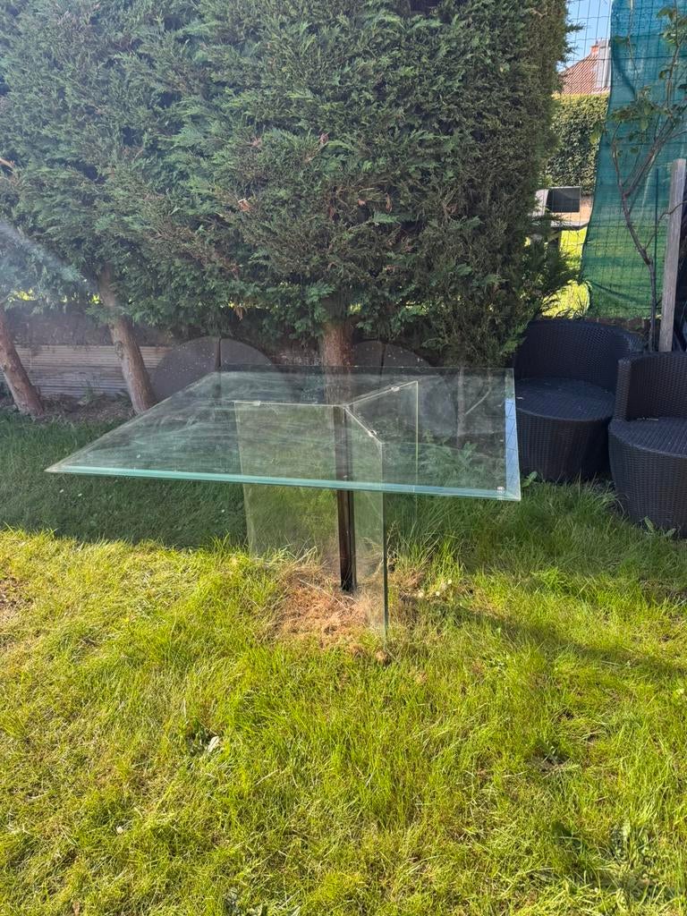 Table en verre, Huis en Inrichting, Tafels | Eettafels, Ophalen, Zo goed als nieuw, Vierkant, Glas