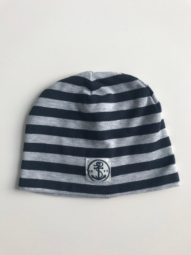 Blauwe muts met grijze strepen van katoen/dubbele stof92/104, Kinderen en Baby's, H&M, Ophalen of Verzenden, Zo goed als nieuw