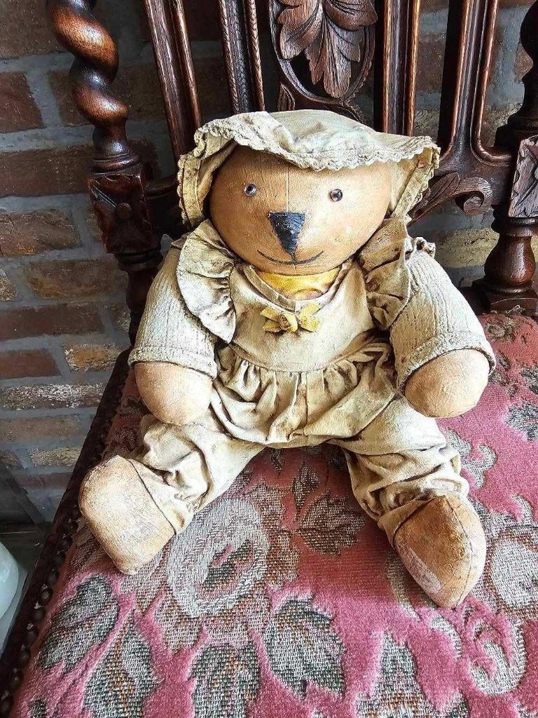 Mooie lederen vintage beer in prima staat, Collections, Ours & Peluches, Enlèvement, Utilisé, Autres types, Autres marques