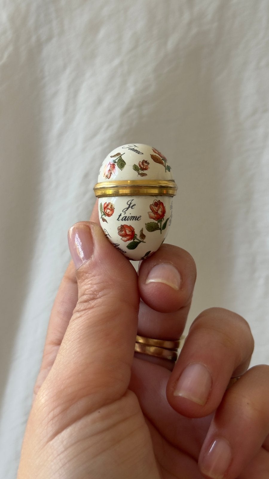Trés rare boite Halcyon Days England mini oeuf je t’aime, Enlèvement ou Envoi, Utilisé