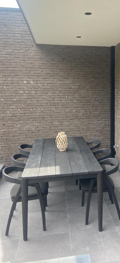 Tuintafel + 6 stoelen, Tuin en Terras, Tuintafels, Ophalen, Gebruikt, Rechthoekig, Hout