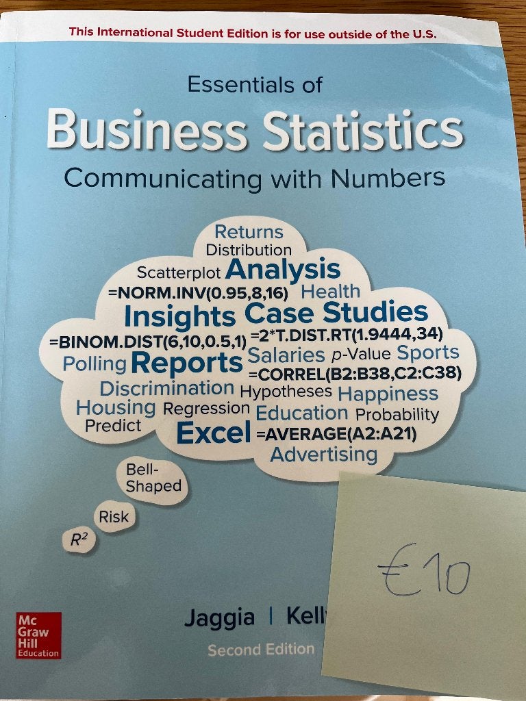 Essentials of Business Statistics, Ophalen of Verzenden, Nieuw, Economie en Marketing, Jaggia, Kelly