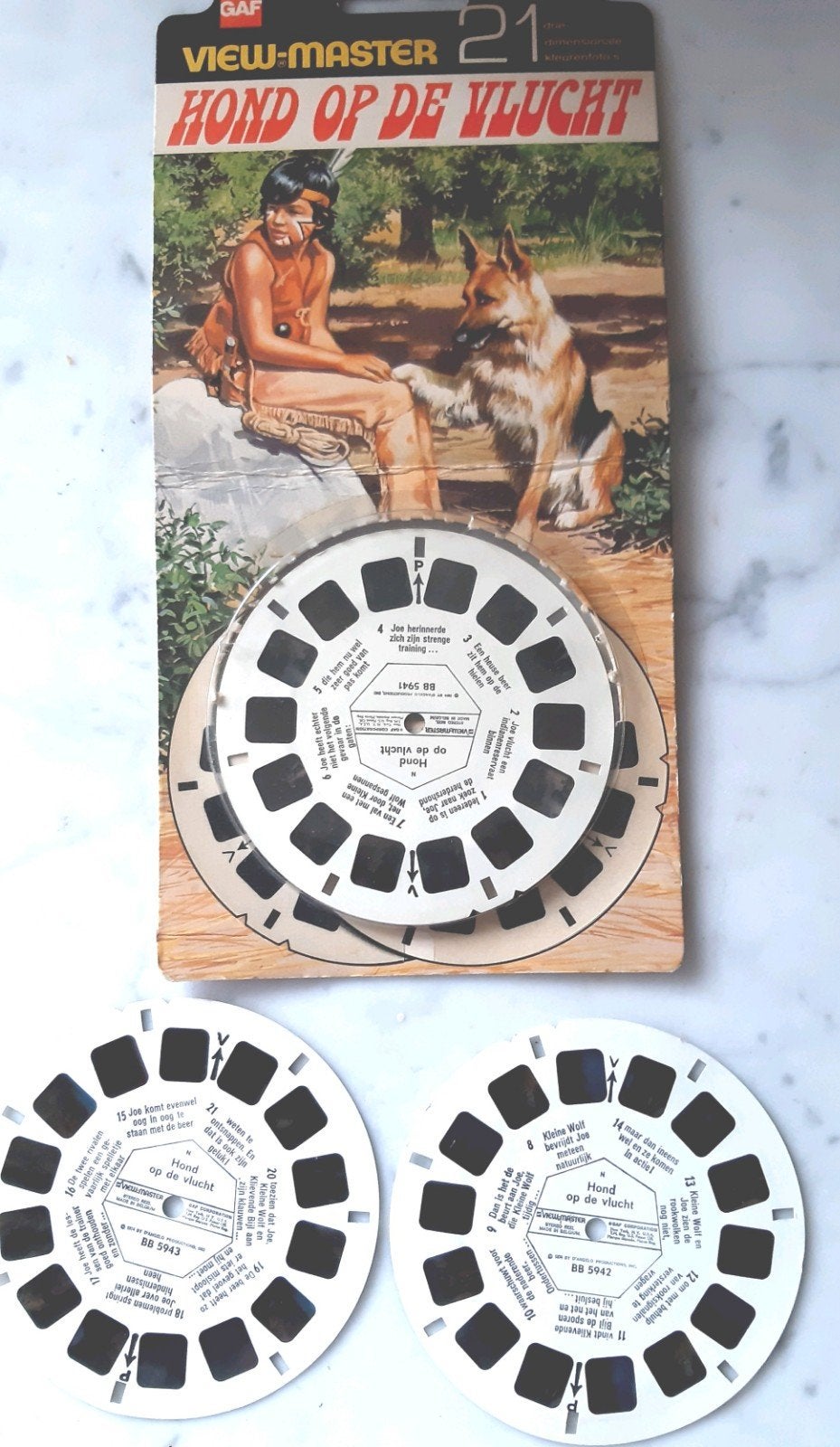 set 3 view master schijfjes,  HOND OP DE VLUCHT, geen boekje, Enlèvement ou Envoi