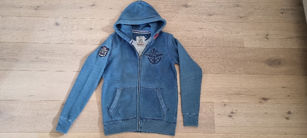 Stoere blauwe River Woods vest maat 16 jaar, Kinderen en Baby's, Kinderkleding | Maat 176, Gebruikt, River Woods, Trui of Vest